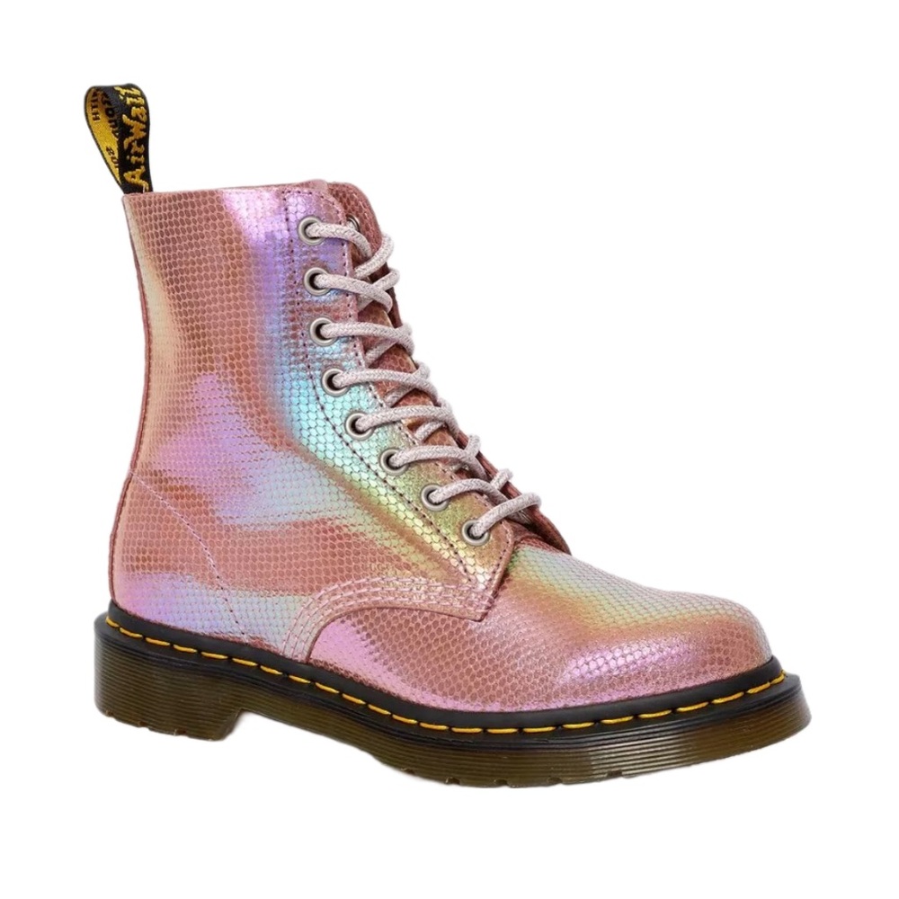Dr. Martens 1460 Pascal Boot 8 | Pink Iridescent Mermaid/Leather | NWOB Moto Y2K